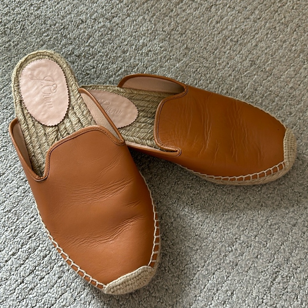 J.Crew Brown Leather Mule Espadrille Sandals 11